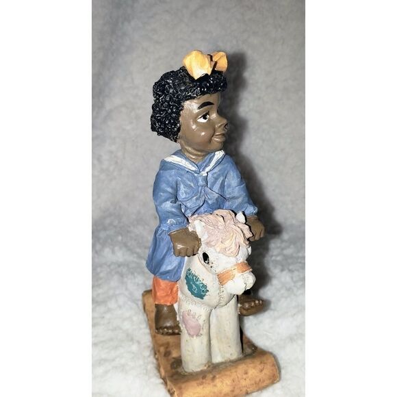 Vintage African American Girl on a Rocking Horse - Picture 5 of 8
